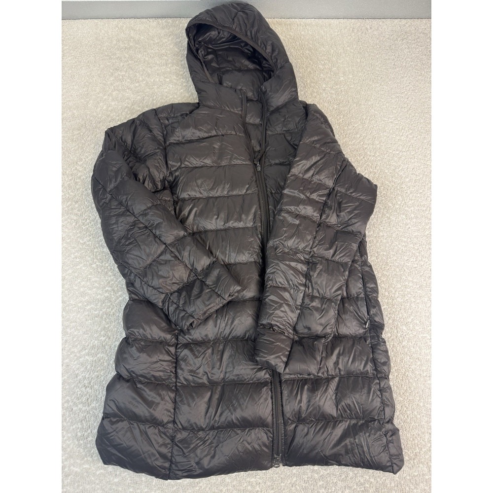 Uniqlo Jacket Womens L Black Hooded Puffer Down Packable Lightweight Coat‎